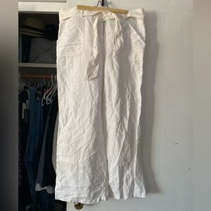 White Linen Wide-Leg Pants